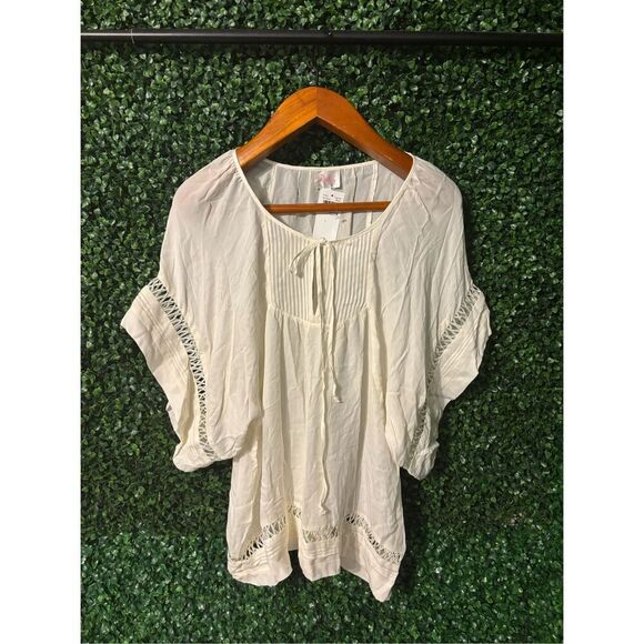 Parker Ivory 100% Silk Wide Sleeve Blouse Sz Large NWT - Picture 1 of 5